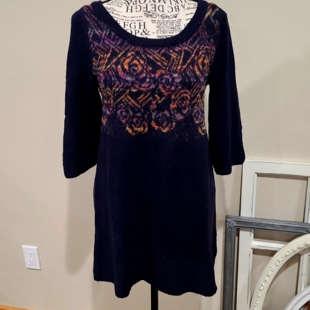 Free People Desert‎ Rose Blue womens Size Sm. WOOL blend tunic Sweater NWOT
